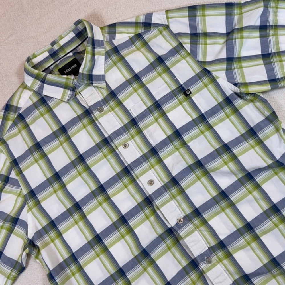 Marmot Mens Plaid Short Sleeve Button Up Shirt Hiking Outdoors Size Large‎